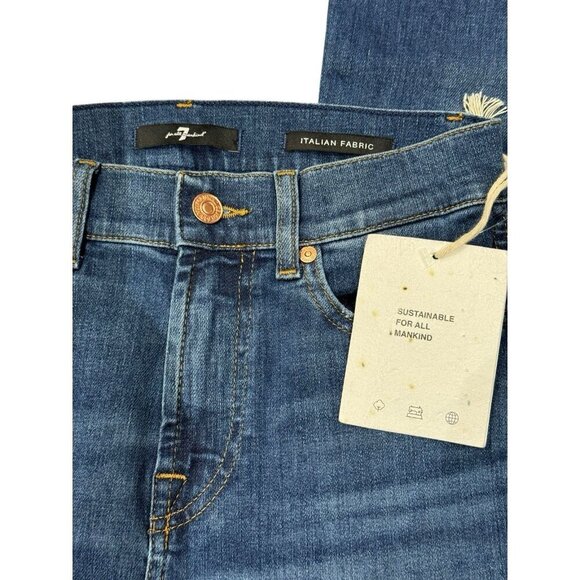 7 For All Mankind Sz 26 Jeans Hi Waist Slim Kick Blue Denim Capsule Classic - Picture 4 of 8